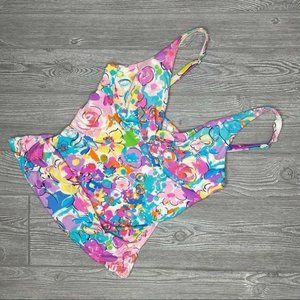 Anne Cole signature floral tankini top bathing suit swimwear swimsuit top med